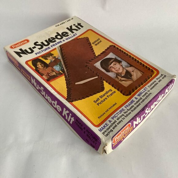 Vintage Pastime Nu-Suede Leather Picture Frame & Wallet Kit DIY NOS - Picture 2 of 4
